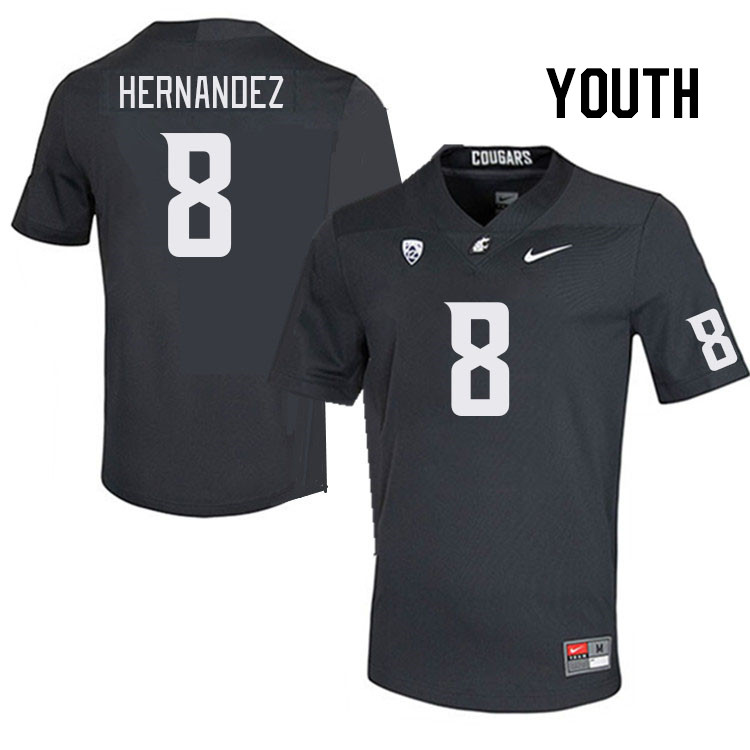 Youth #8 Carlos Hernandez Washington State Cougars College Football Jerseys Stitched Sale-Charcoal